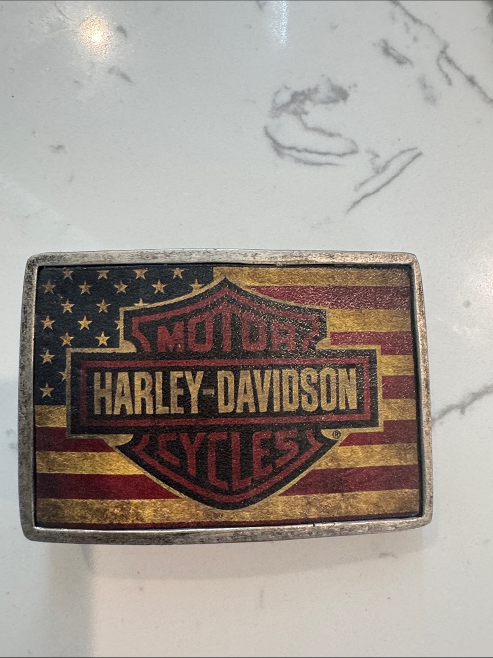 Harley-Davidson Flag Shield Belt Buckle - Black, Red, Gold